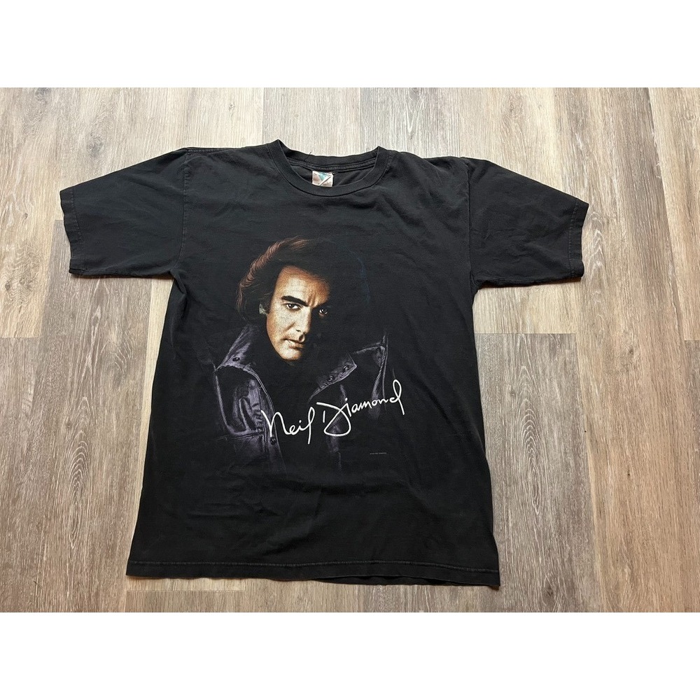 Vintage 1996 Neil Diamond Tour T Shirt Sweet Caroline Huge Head Red Sox Size L